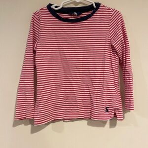 Joules Red and White Striped Long Sleeve Tee